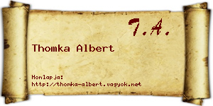 Thomka Albert névjegykártya
